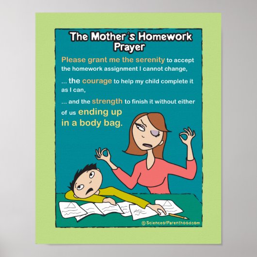 A Mother's Homework Prayer (pale green) Poster (Voorkant)