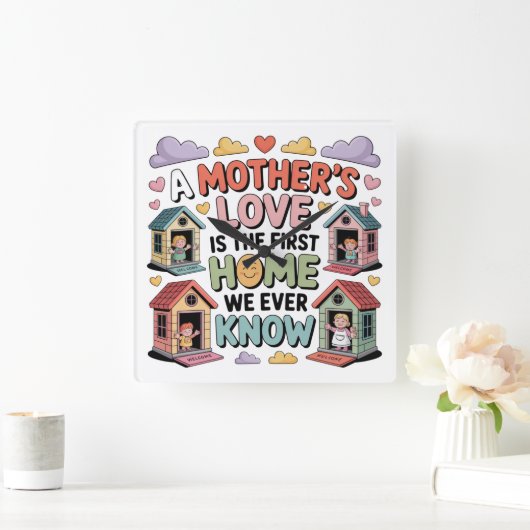A Mother's Love Is The First Home We Ever Know Vierkante Klok (Huis)