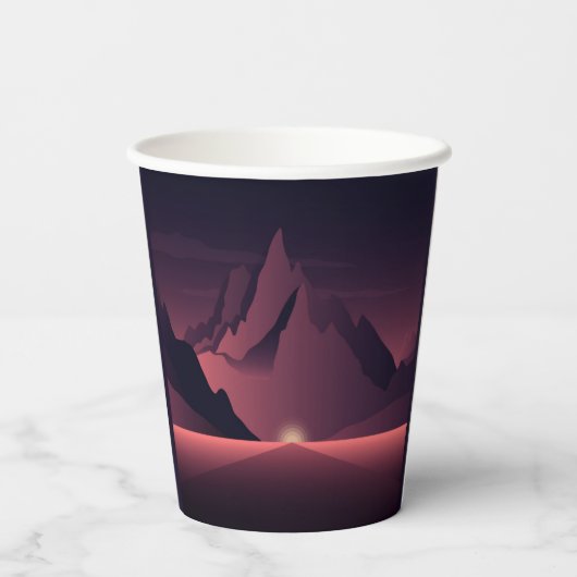 A mountain sunset illustration        papieren bekers (Achterkant)