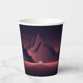 A mountain sunset illustration        papieren bekers
