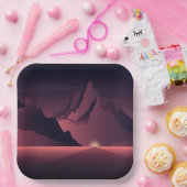 A mountain sunset illustration papieren bordje (Feest)