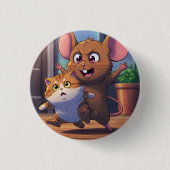A mouse threatening a cat ronde button 3,2 cm (Voorkant)