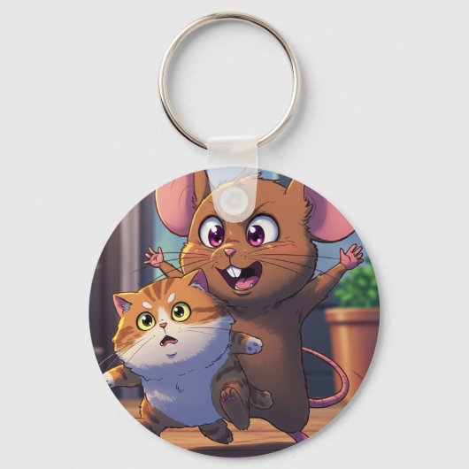 A mouse threatening a cat Sleutelhanger (Voorkant)