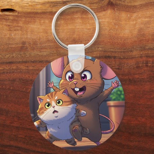 A mouse threatening a cat Sleutelhanger (Voorkant)