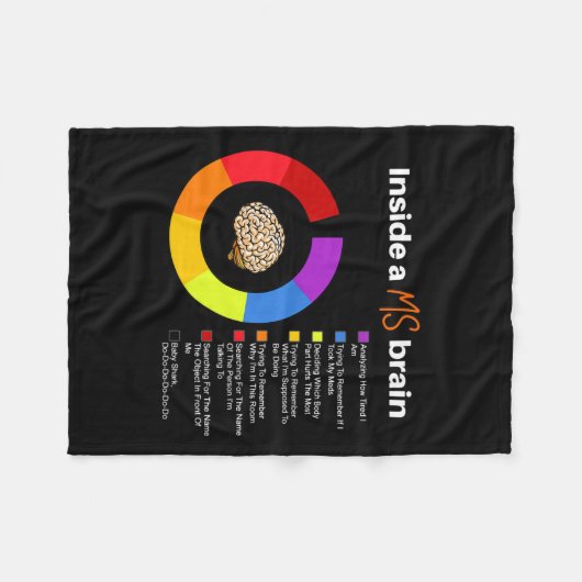 A MS Brain Multiple Sclerosis Awareness Chart Fleece Deken (Voorkant (Horizontaal))