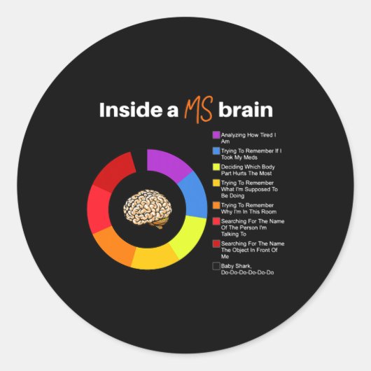 A MS Brain Multiple Sclerosis Awareness Chart Ronde Sticker (Voorkant)