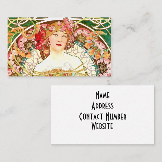 A Mucha Lady Visitekaartje (Voorkant / Achterkant)