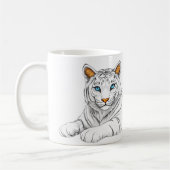 A mug with the image of a tiger with burning eyes. koffiemok (Links)