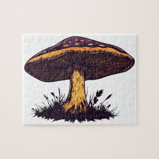A mushroom illustration vibrant artwork. legpuzzel (Horizontaal)