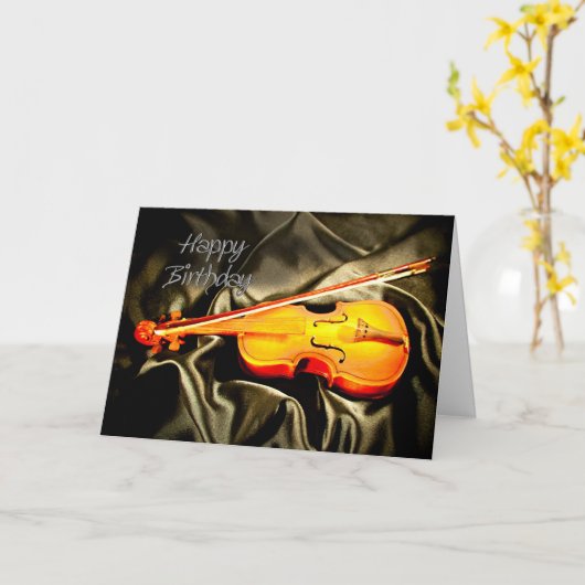 A musical birthday card with a violin kaart (Gele Bloem)