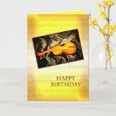 A musical birthday card with a violin kaart (Gele Bloem)