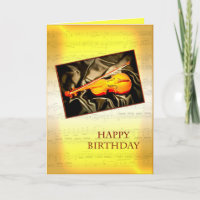 A musical birthday card with a violin