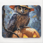 A mysterious, charming owl wearing an orange hat s muismat (Voorkant)