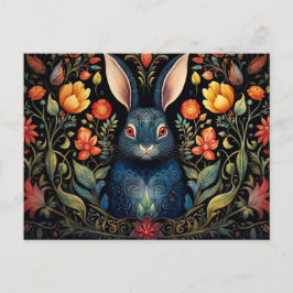 a mystical rabbit surrounded by flowers briefkaart
