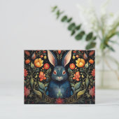 a mystical rabbit surrounded by flowers   briefkaart (Staand voorkant)