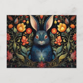 a mystical rabbit surrounded by flowers briefkaart (Voorkant)