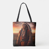 A Native American Indian Chief on a Shoulder Tote Bag (Achterkant)