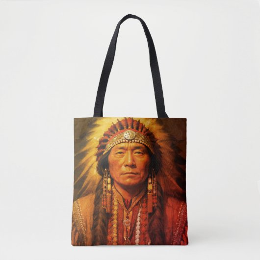 A Native American Indian Chief on a Shoulder Tote Bag (Voorkant)