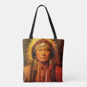 A Native American Indian Chief on a Shoulder Tote Bag (Achterkant)