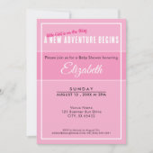 A New Adventure Begins Pink Babyshower Invitation Kaart (Voorkant)