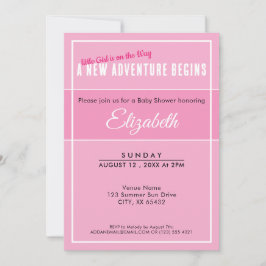 A New Adventure Begins Pink Babyshower Invitation Kaart