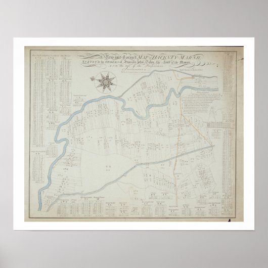 A New and Correct Map of Hackney Marsh, 1745 (lith Poster (Voorkant)
