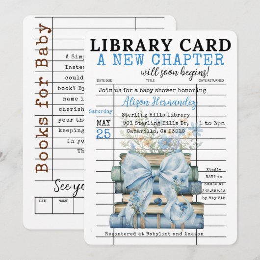 A New Chapter Baby Shower BOY Invitation Kaart (Voorkant / Achterkant)