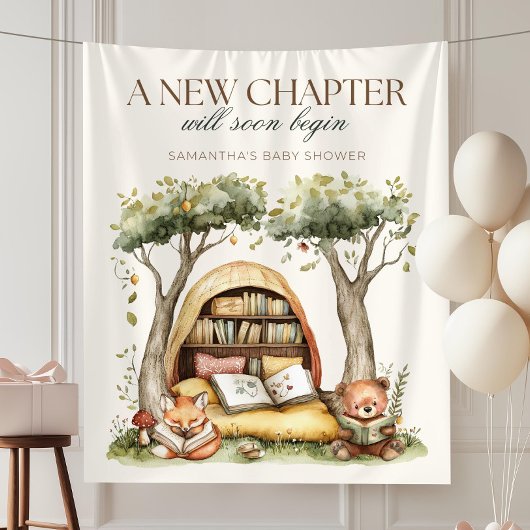 A New Chapter Baby Shower Decorations, Rustic Stor Wandkleed