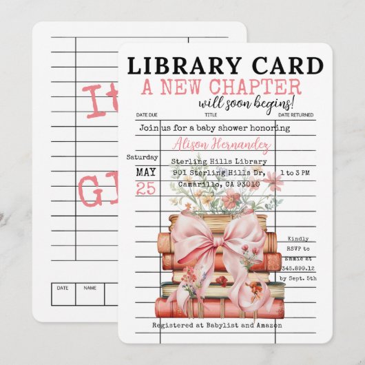 A New Chapter Baby Shower Kaart (Voorkant / Achterkant)