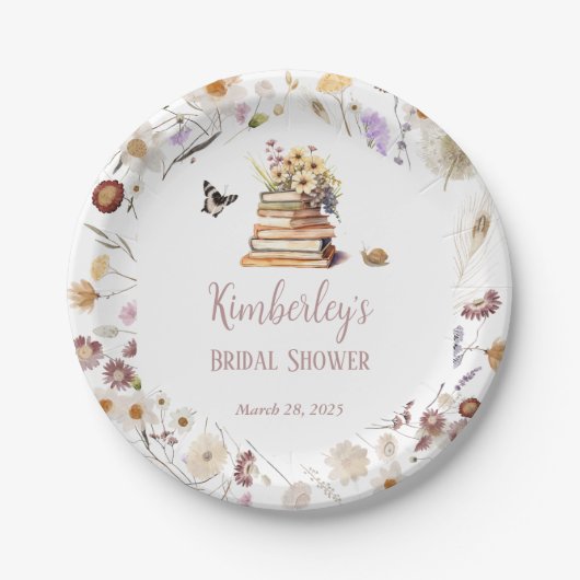 A New Chapter Baby Shower Storybook Wildflower Papieren Bordje (Voorkant)