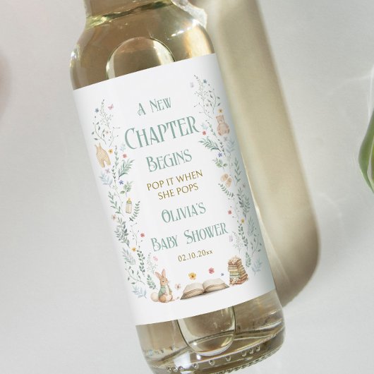 A New Chapter Baby Shower Welcome  Wijn Etiket