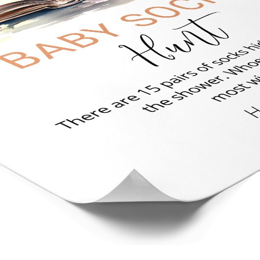 A New Chapter Baby Sock Hunt Shower Game Sign Poster (Hoek)