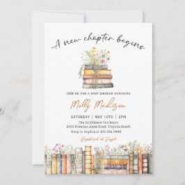 A New Chapter Begins Baby Shower Invitation Kaart