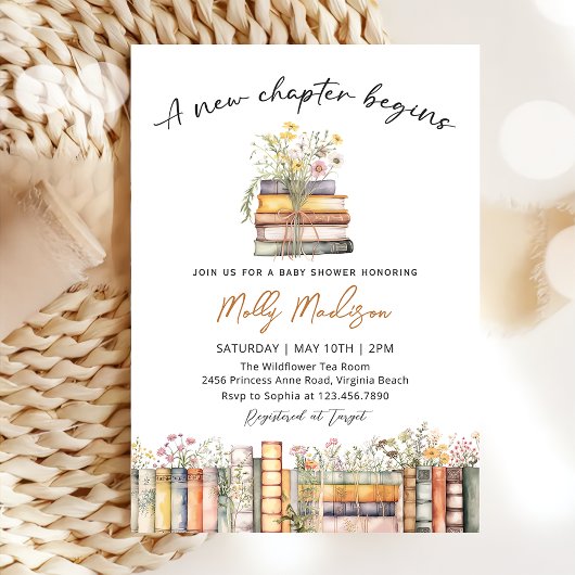A New Chapter Begins Baby Shower Invitation Kaart