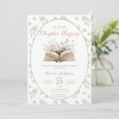 A New Chapter Begins Baby Shower Invitation Story  Kaart (Staand voorkant)