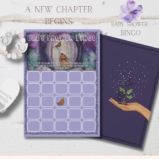 A New Chapter Begins Bingo game Baby Shower Card Kaart