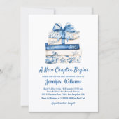 a new chapter begins blue bow books baby shower  kaart (Voorkant)