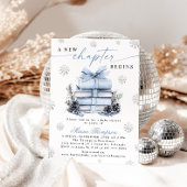 A New Chapter Begins Blue Bow Winter Baby Shower Kaart