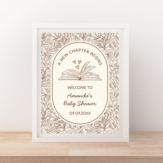 A New Chapter Begins Book Baby Shower Welcome Poster