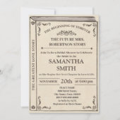 A New Chapter Begins Book Lover Bridal Shower Inv Kaart (Voorkant)