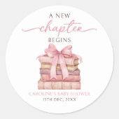 A New Chapter Begins Books Baby Shower Sticker (Voorkant)