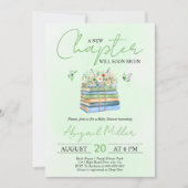 A New Chapter Begins floral book green baby shower Kaart (Voorkant)