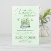 A New Chapter Begins floral book green baby shower Kaart (Staand voorkant)