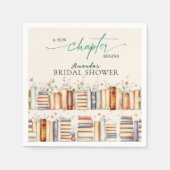 A New Chapter Begins Floral Books Bridal Shower Servet (Voorkant)