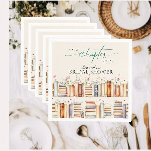A New Chapter Begins Floral Books Bridal Shower Servet