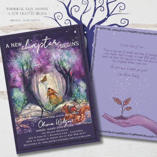 A New Chapter Begins I Storybook Baby shower Kaart