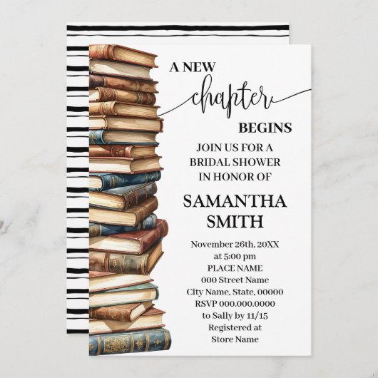 A New Chapter Begins Minimalist Bridal Shower Kaart (Voorkant / Achterkant)