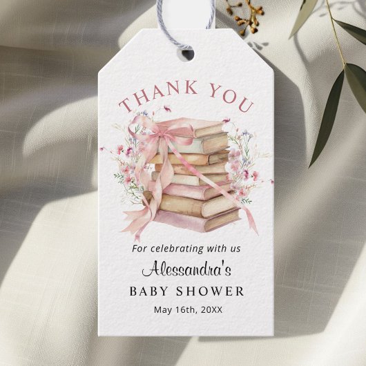 A New Chapter Begins Pink Baby Shower Thank you Cadeaulabel