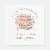 A New Chapter Begins Pink Book Baby Shower Napkin Servet (Voorkant)