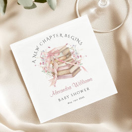 A New Chapter Begins Pink Book Baby Shower Napkin Servet
